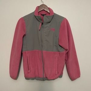 The North Face Osito girls color block pink grey zip up fleece jacket XL 14/16